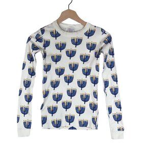 Hanna Andersson Hanukkah Pajama Top US 12 Menorah Print Organic